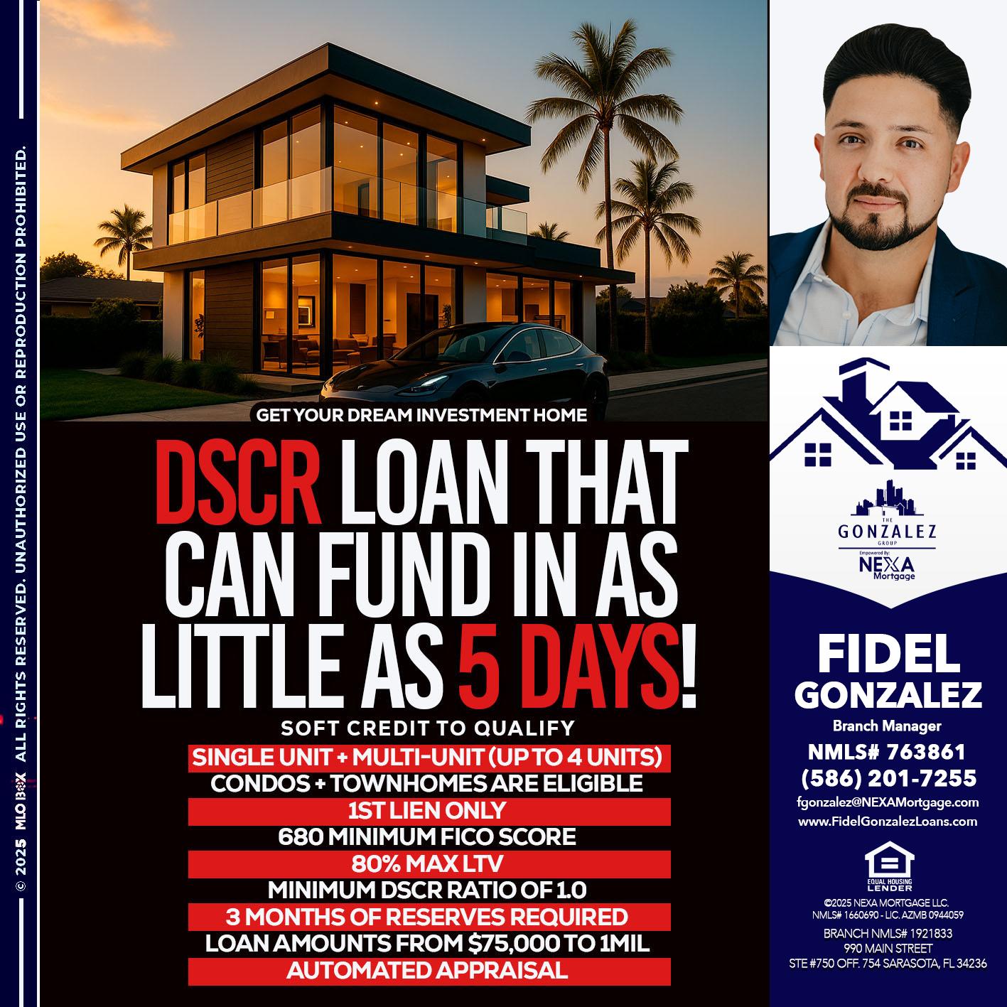 DSCR LOAN - Fidel Gonzalez -Branch Manager