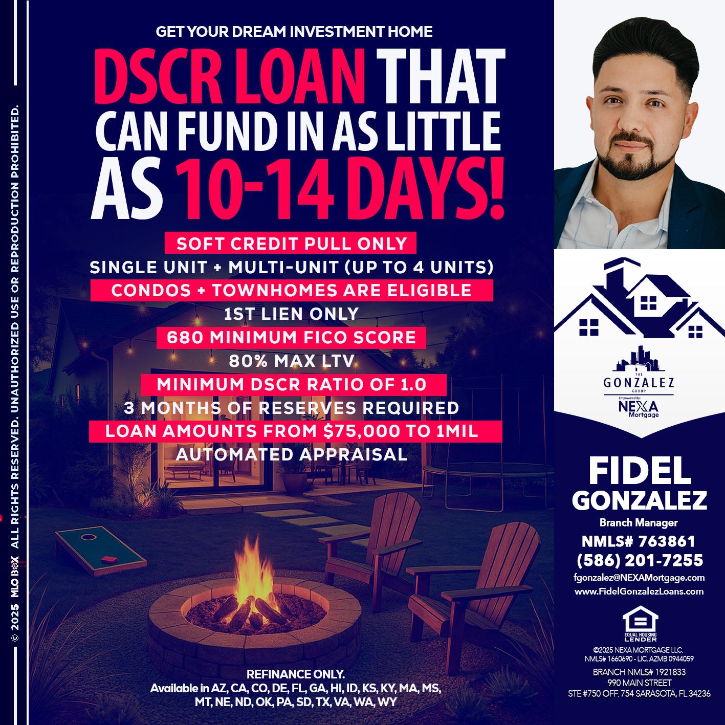 DSCR LOAN - Fidel Gonzalez -Branch Manager