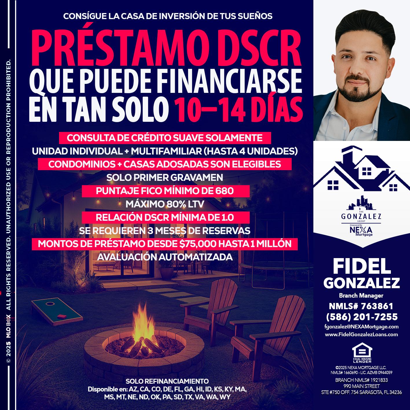 PRESTAMOS DSCR - Fidel Gonzalez -Branch Manager