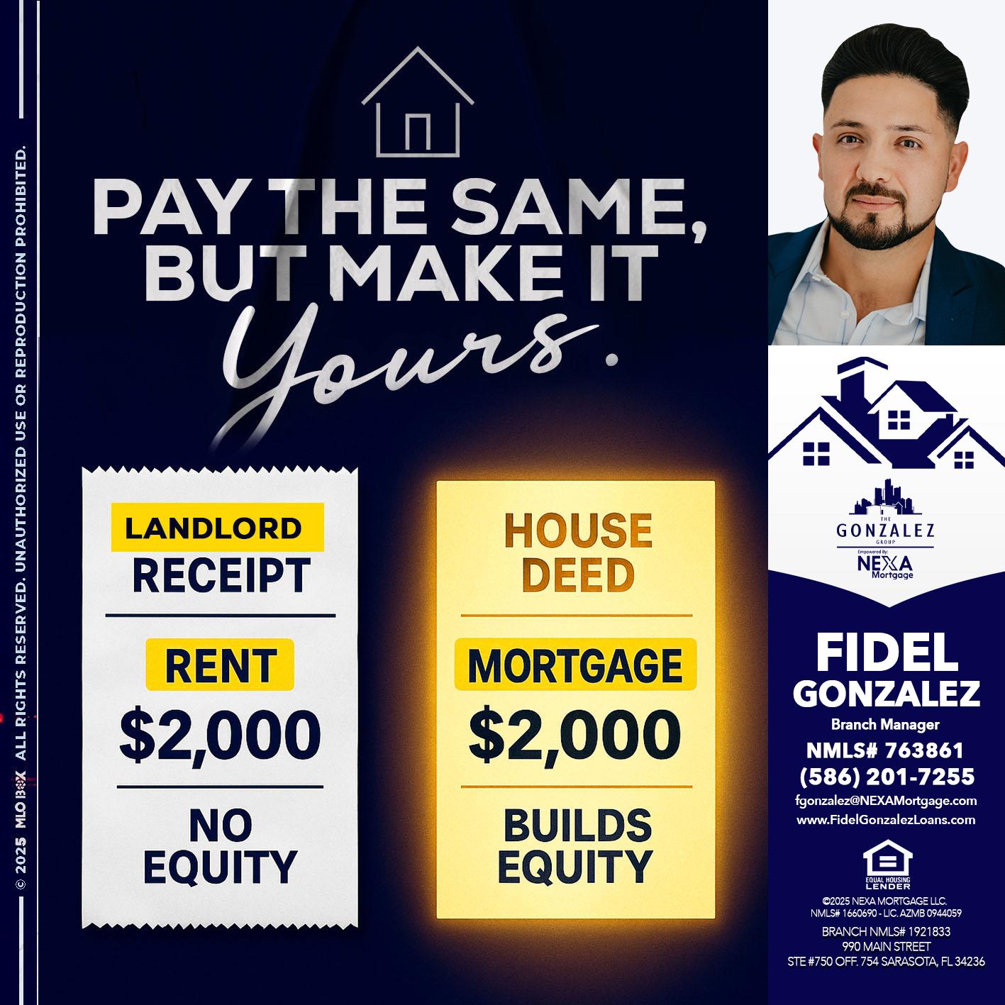 pay the same - Fidel Gonzalez -Branch Manager