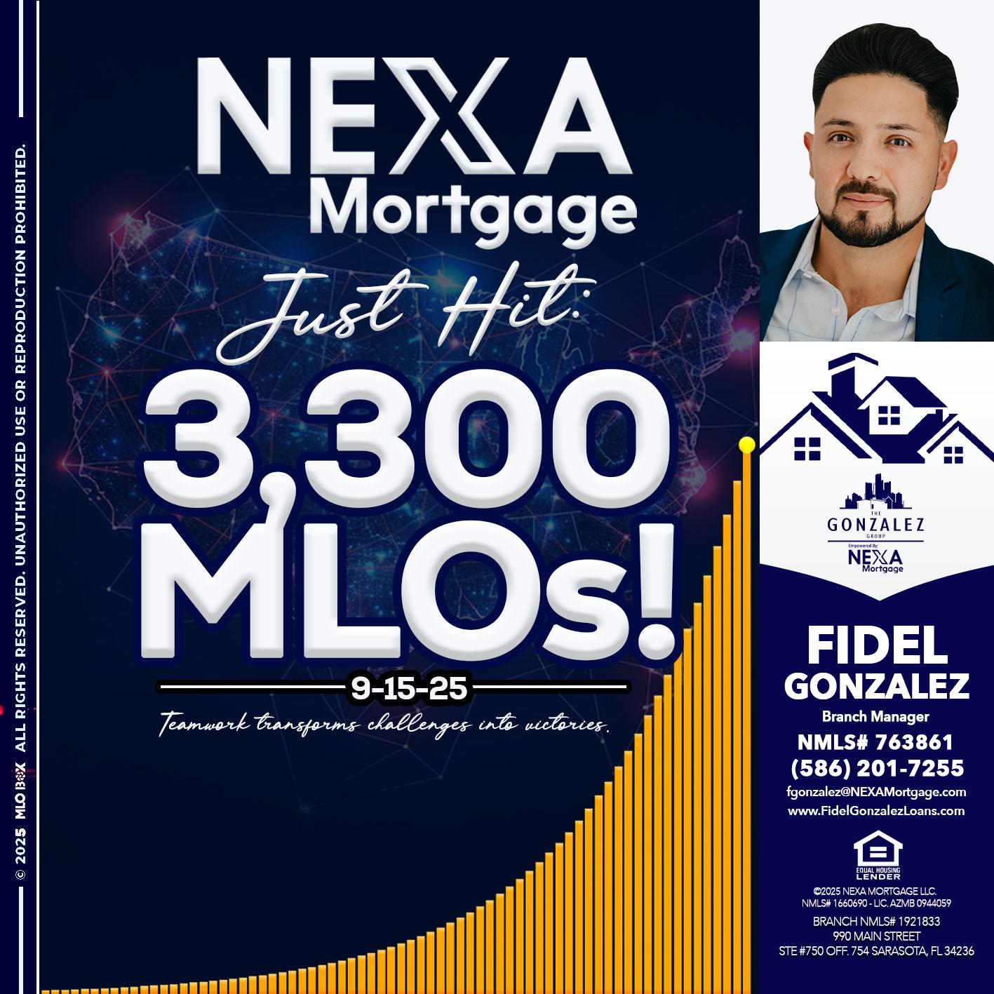 NEXA JUST HIT 3300 MLOS - Fidel Gonzalez -Branch Manager