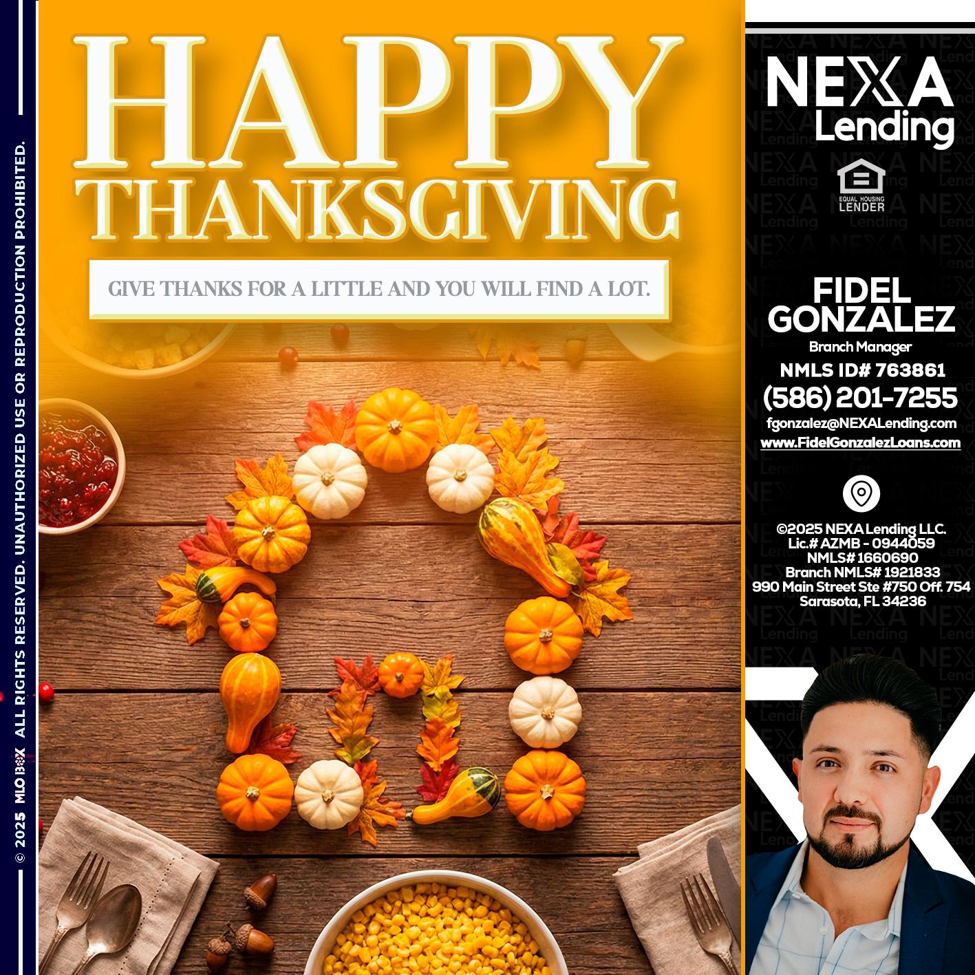 HAPPY THANKSGIVING - Fidel Gonzalez -Branch Manager