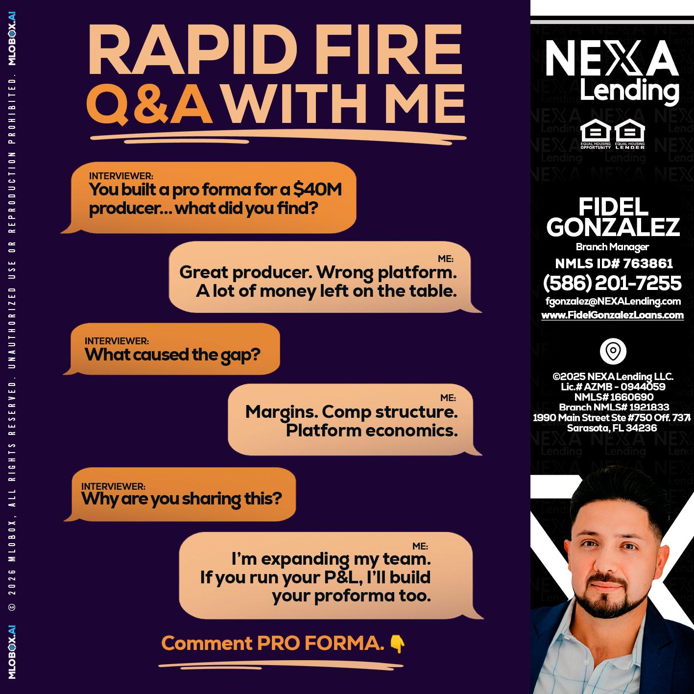 RAPID FIRE - Fidel Gonzalez -Branch Manager