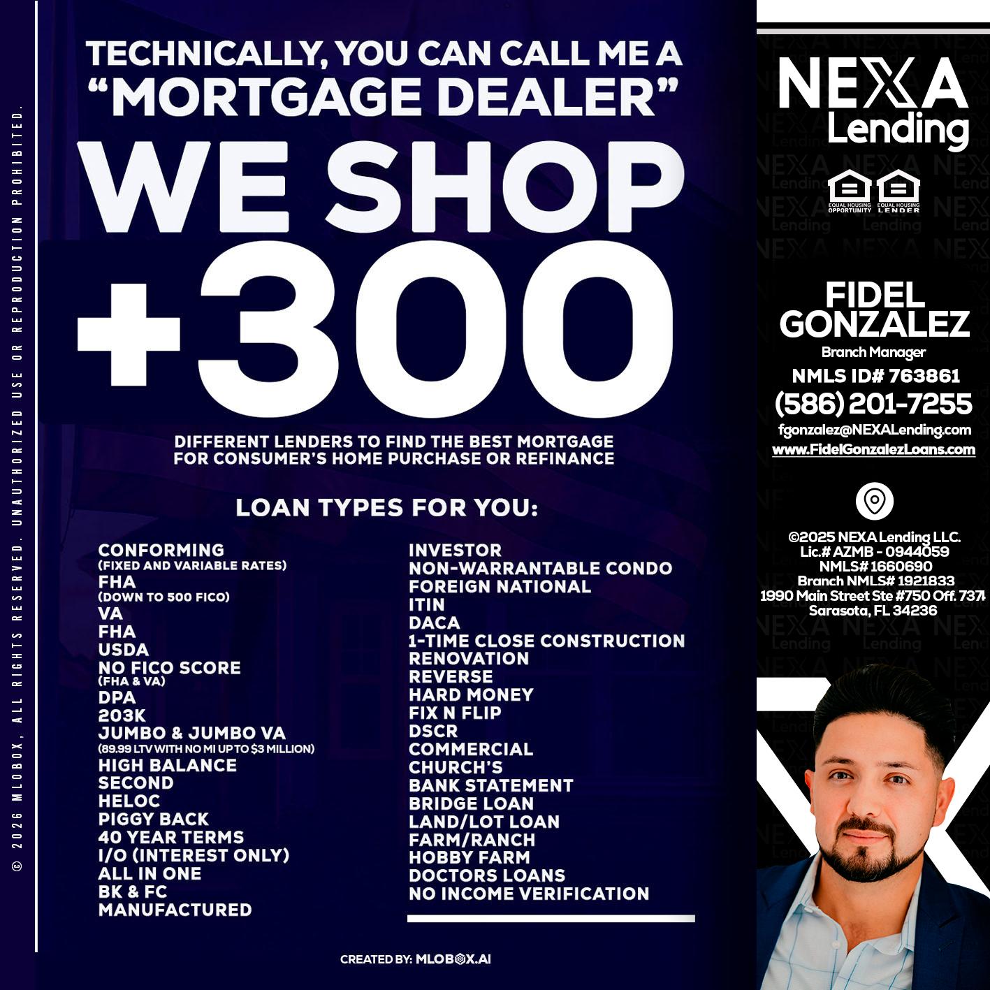 300+ LENDERS - Fidel Gonzalez -Branch Manager